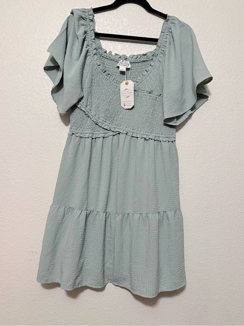 Loveriche women’s ' Sage Green Smocked Tiered Dress 0320